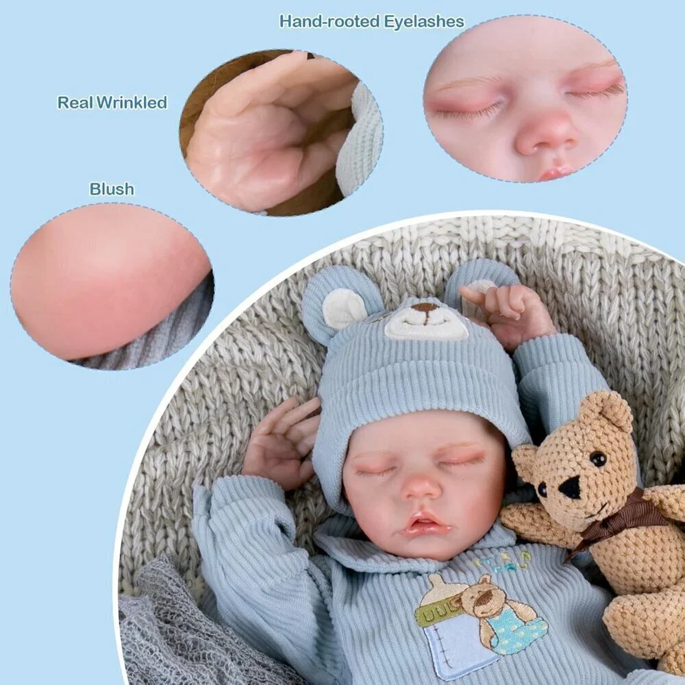 🆕18inch Soft Cloth Body Newborn Baby Poseable Limbs Blue Alijah Doll Baby Boy